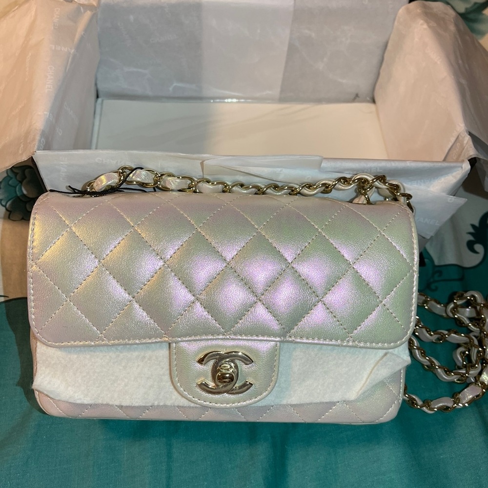 Chanel 20B mini rectangular iridescent ivory